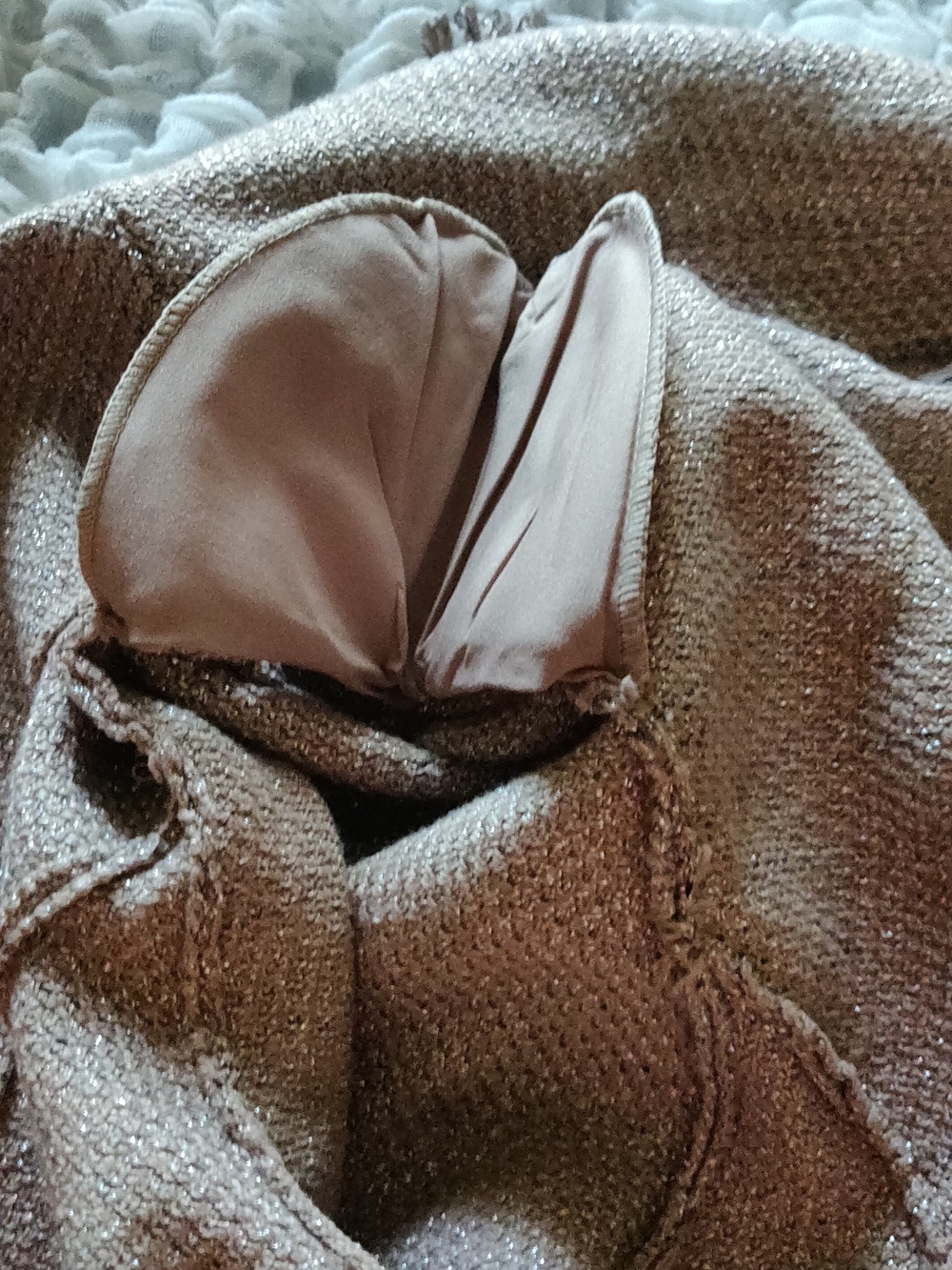 Chico's Shimmery Taupe Tweed Frayed-Edge Faux Double-Breasted Blazer - Picture 10 of 16